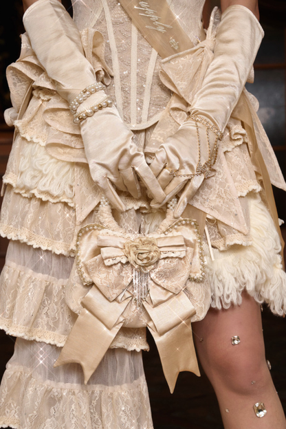Satin Ribbon Pearl Handbag