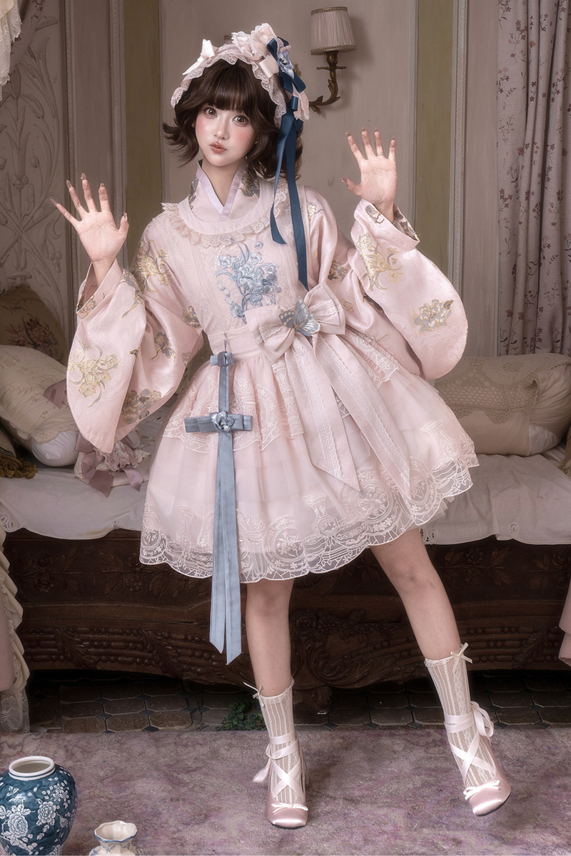Colorful Jacket + Short Jacket + Dress + Headband + Ribbon