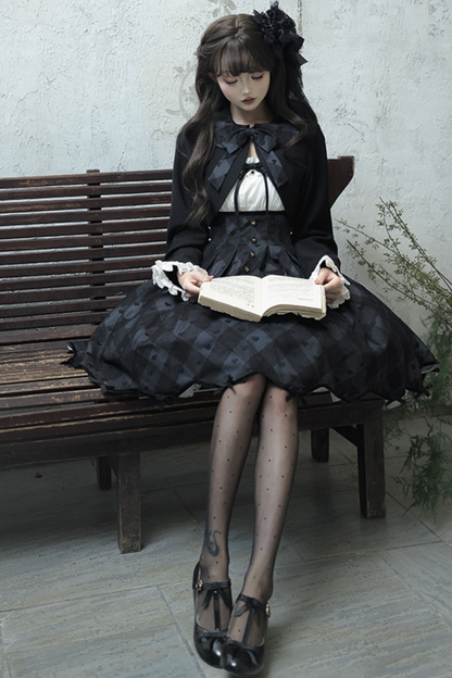 Silent Black Lady Lolita Princess Jumperskirt + Cropped Top