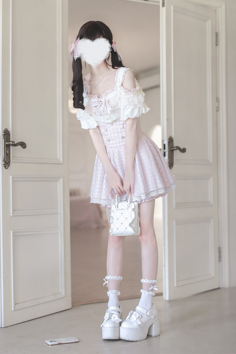 [pre-order] Mass Production Off-shoulder Top + High Waist Skirt