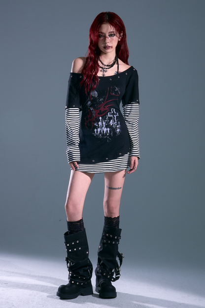Border Punk Patchwork Dress