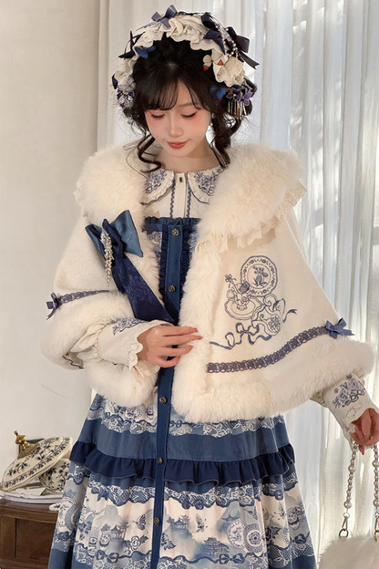 Snow Covered Celadon Vest Dress + Cloak + Shirt