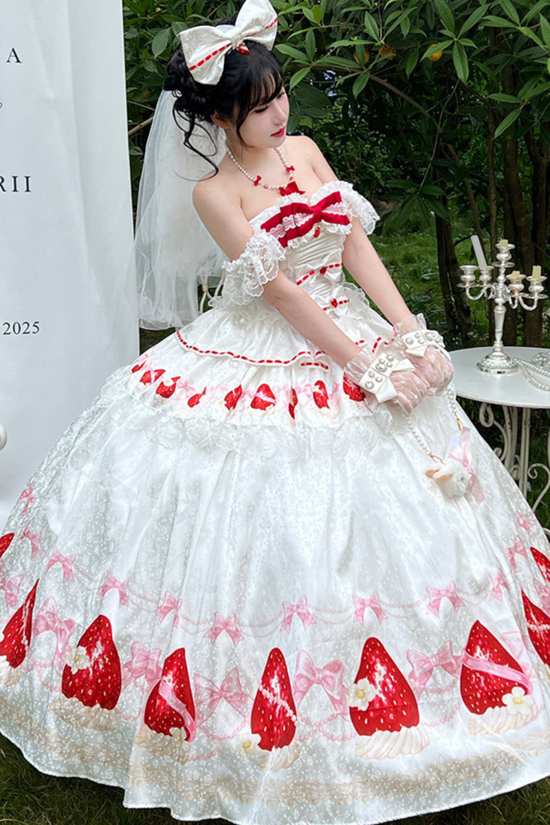 Ribbon Love Strawberry Princess Dress + Skirt