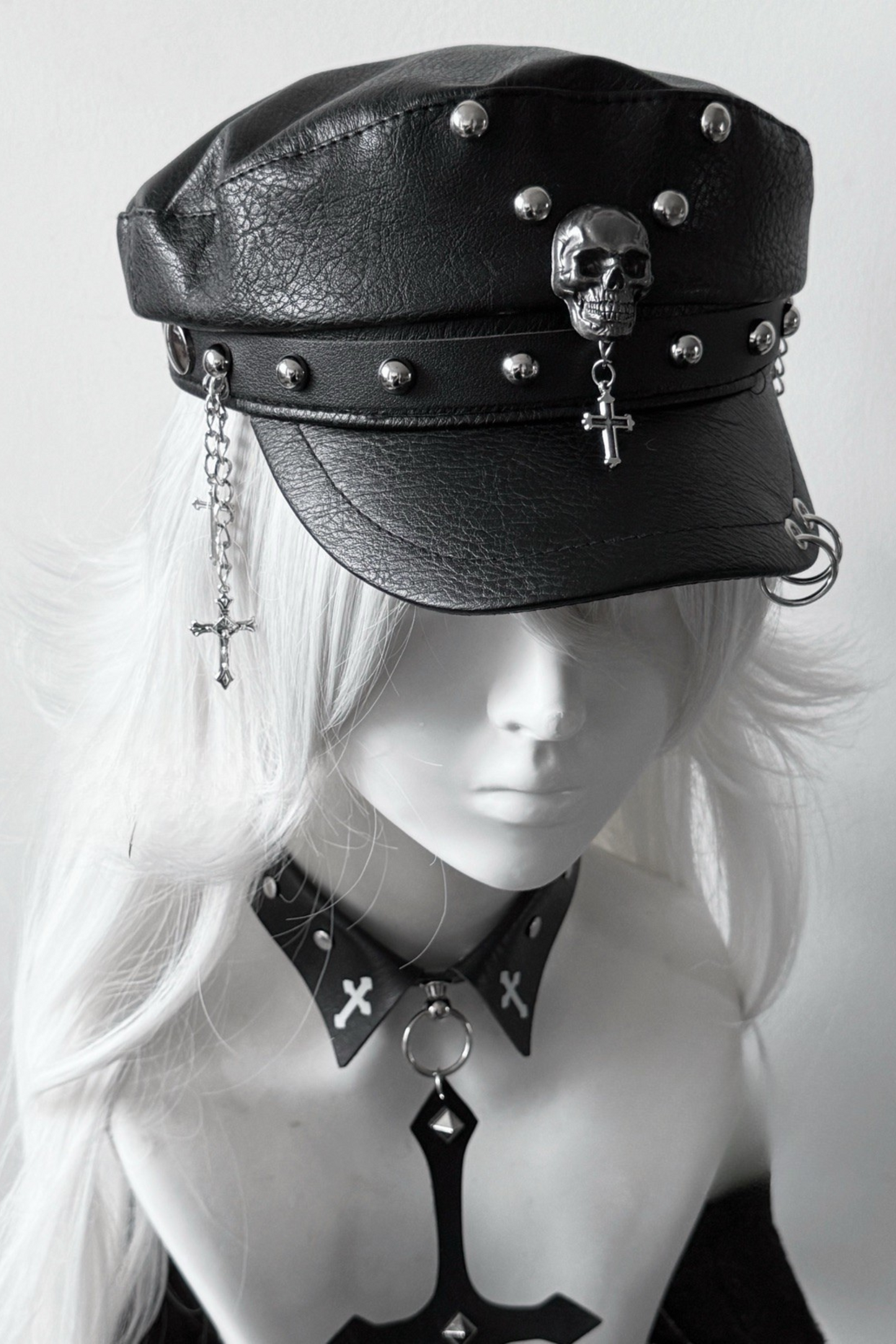 Dark Rivet Y2k Leather Buckle Subculture Cap