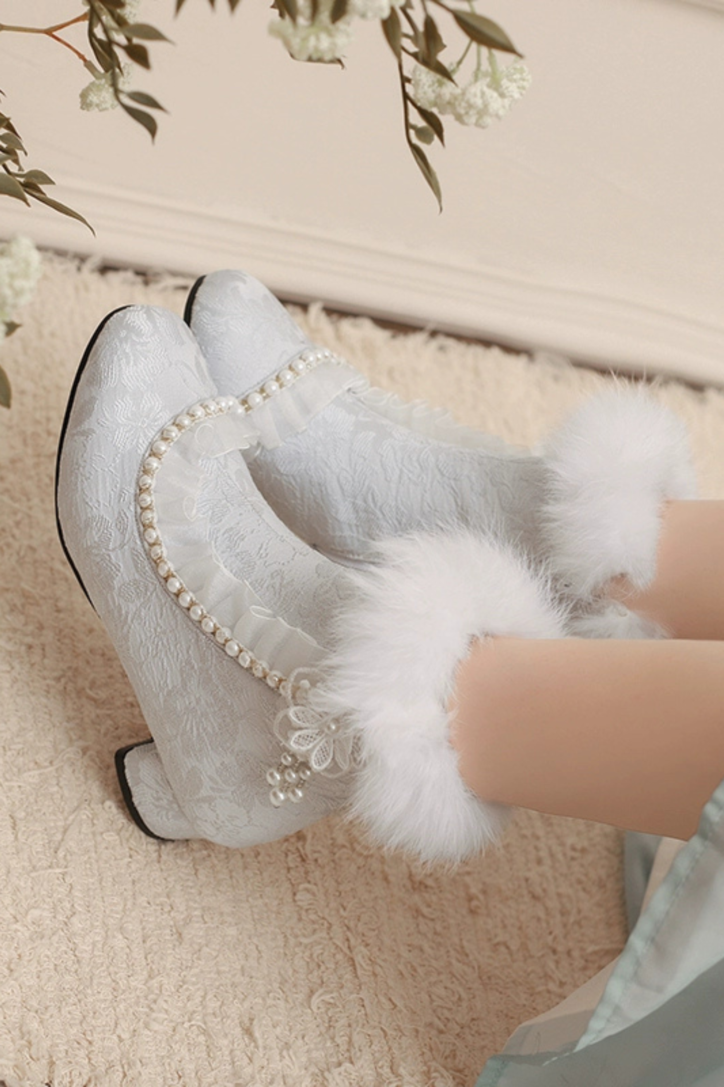 Lace Fur Short Boots