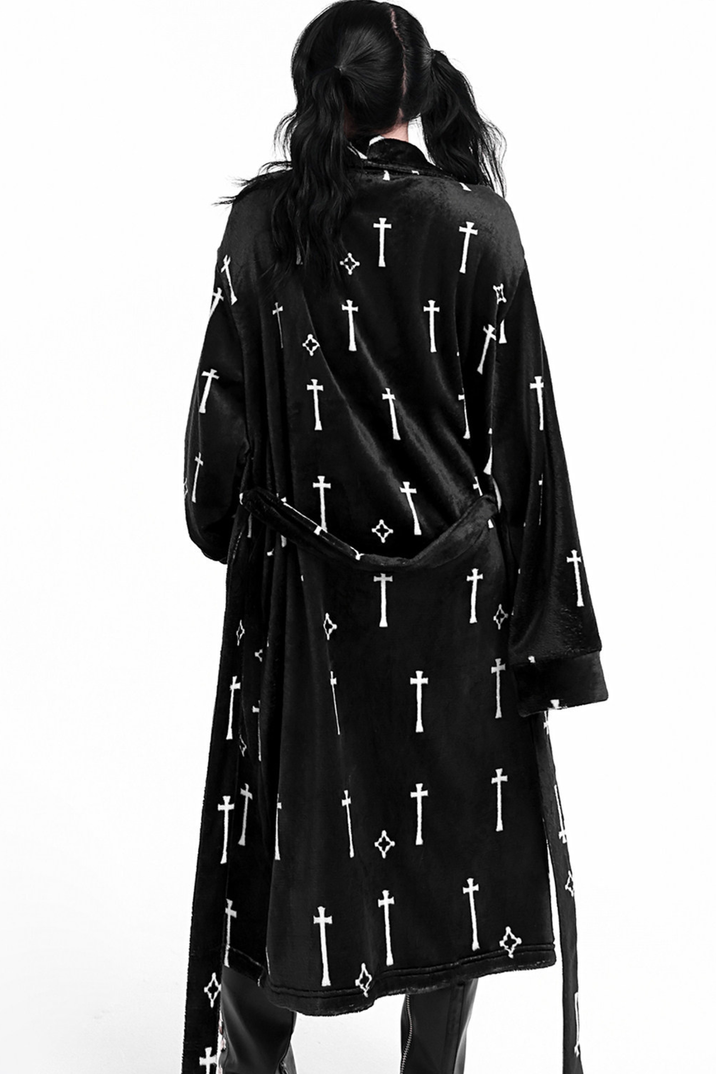 Gothic Cross Flannel Nightgown Coat + Loose Pants + Jacket