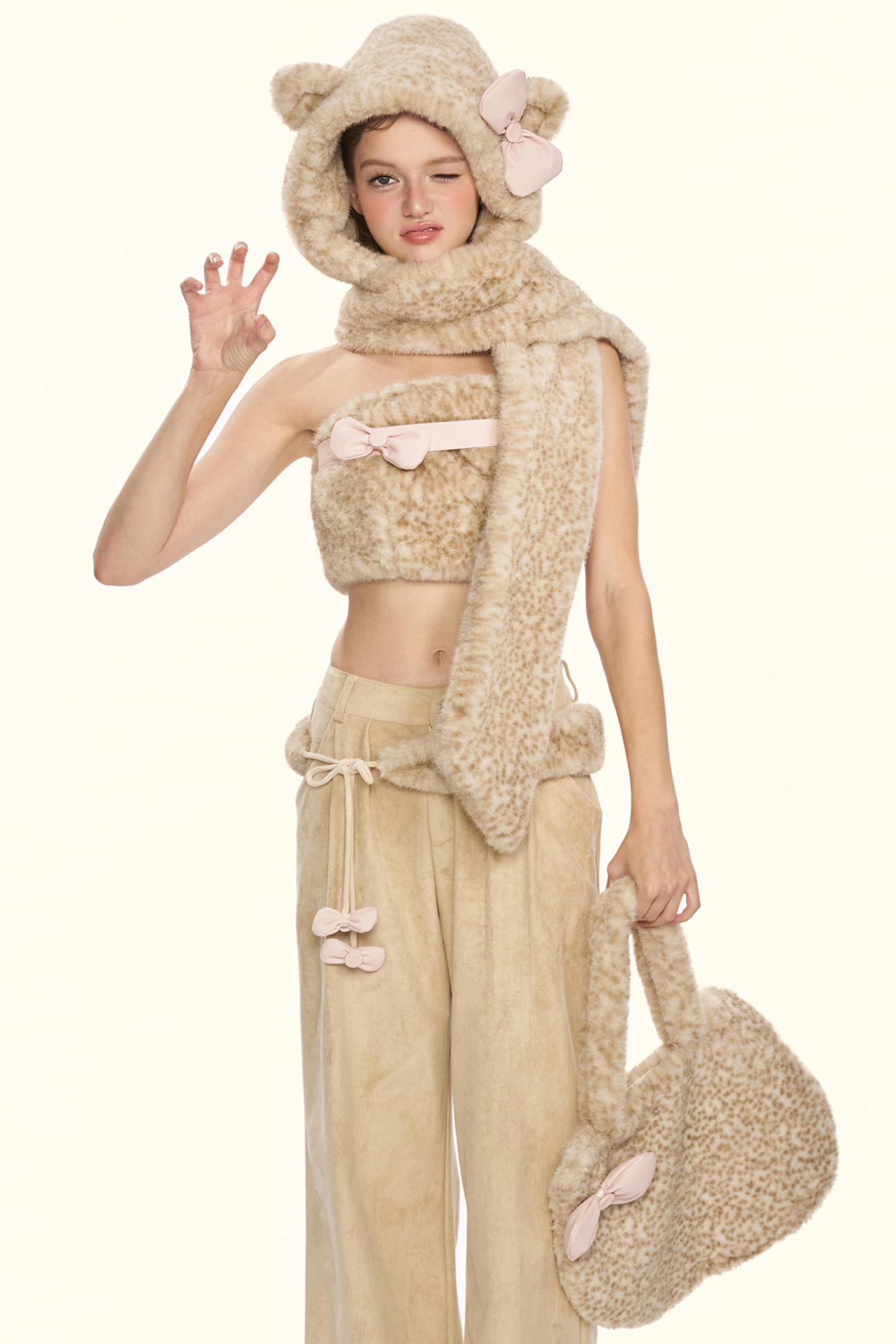 Little Milk Leopard Top + Pants + Hat + Belt