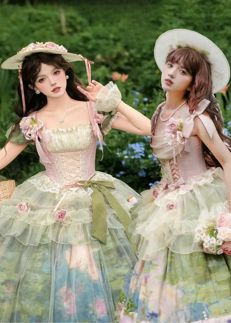 [pre-order Deadline: May 15] Monet Garden Oil Handle Classical Chiffon Dress + Bustier