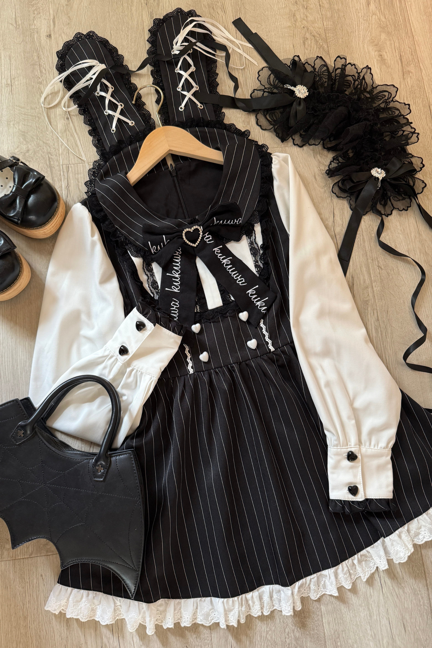 Dark Angel Lace Up Dress + Apron + Sweater