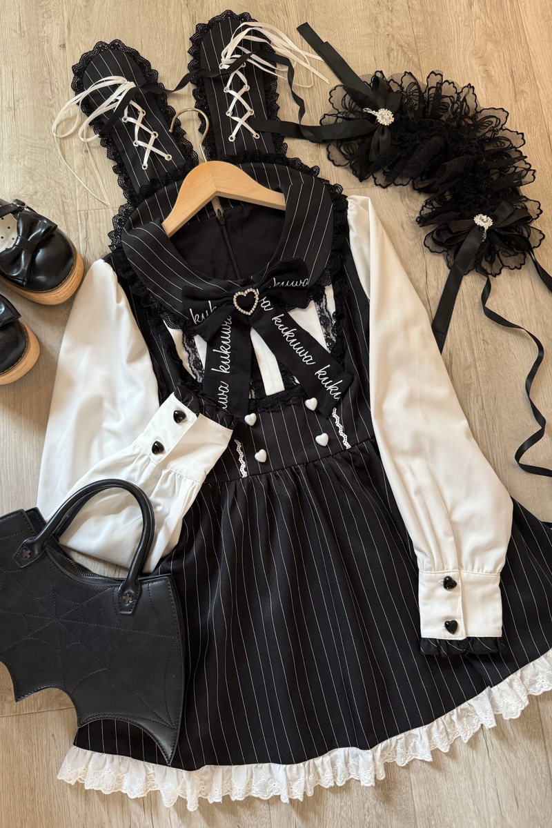 Dark Angel Lace Up Dress + Apron + Sweater