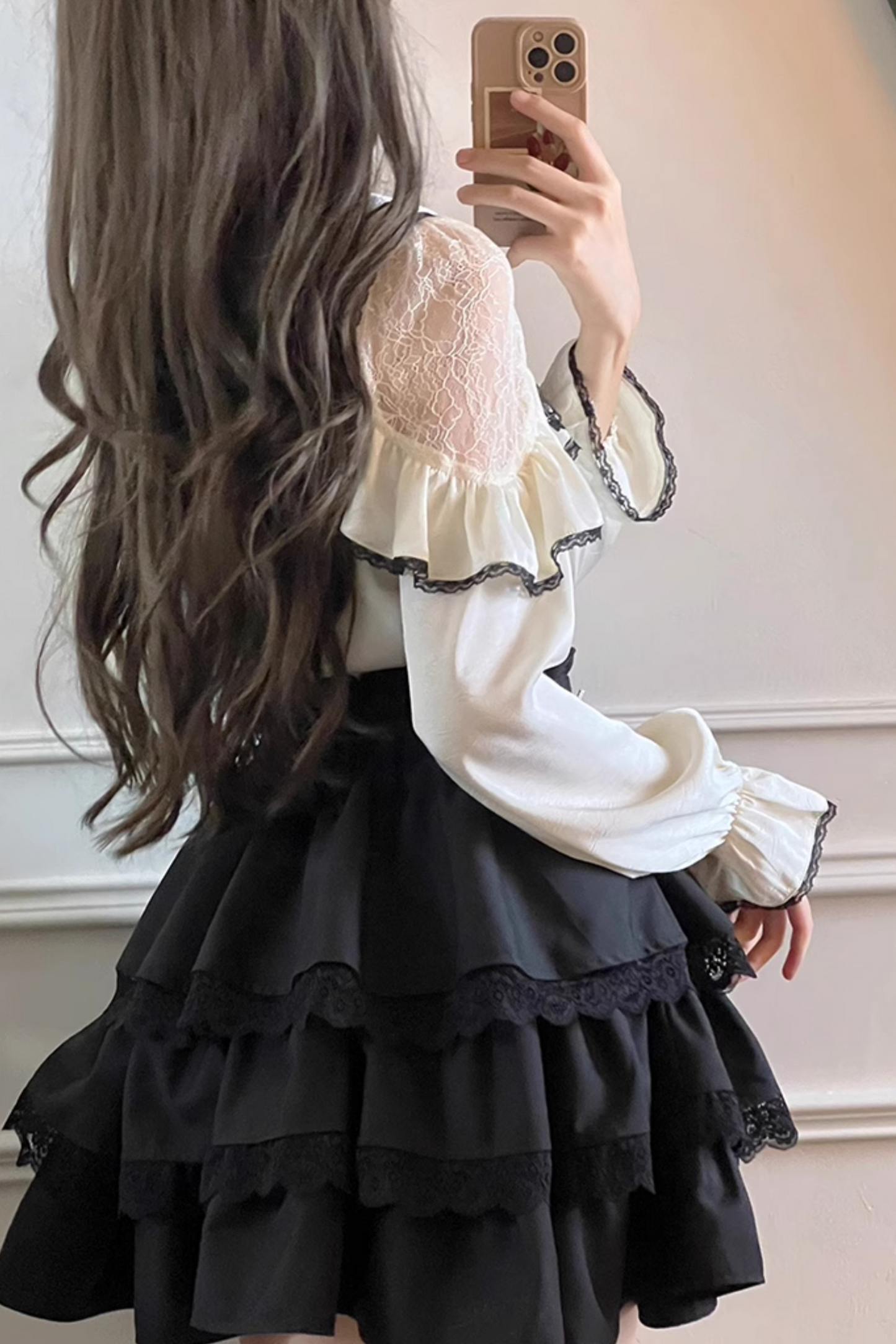 Jirai Sailor Ribbon Top + Ruffle Skirt