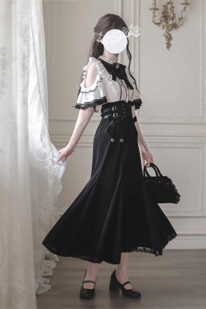 [pre-order] Off-shoulder Ruffle Tops + Mermaid Skirt + Ribbon