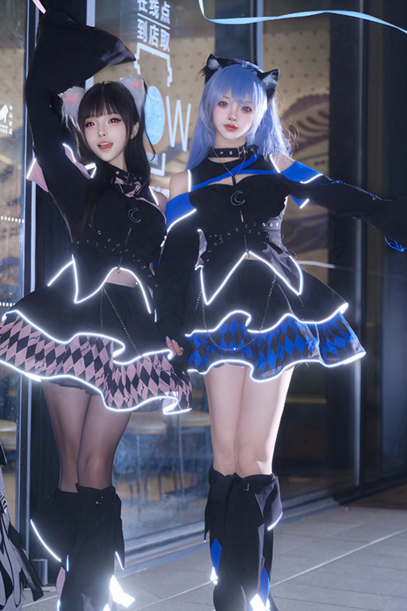 Magical Girl Combat Virtual Top + Flare Skirt + Leg Warmers