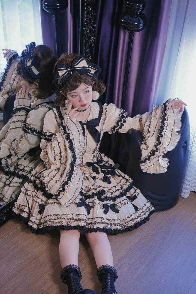 Pure Girl Ribbon Lolita Skirt + Innerwear + Vest + Hair Band + Sleeve