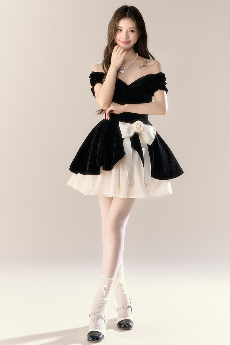 Velvet Girly French Banquet Dress