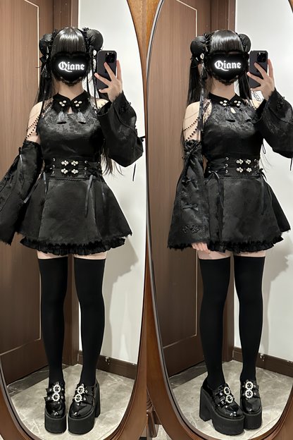 [reserved Item] Mine China Stand Top + Ruffle Pants + Accessories