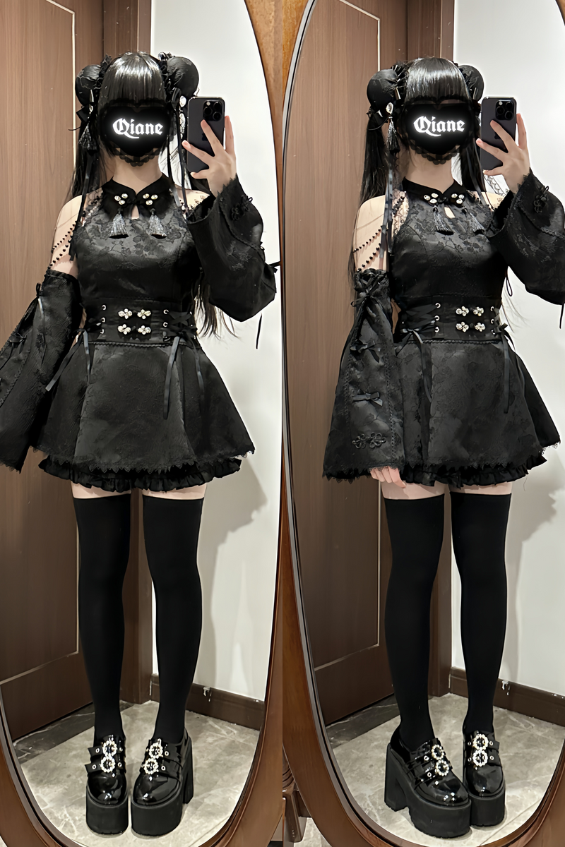 [reserved Item] Mine China Stand Top + Ruffle Pants + Accessories