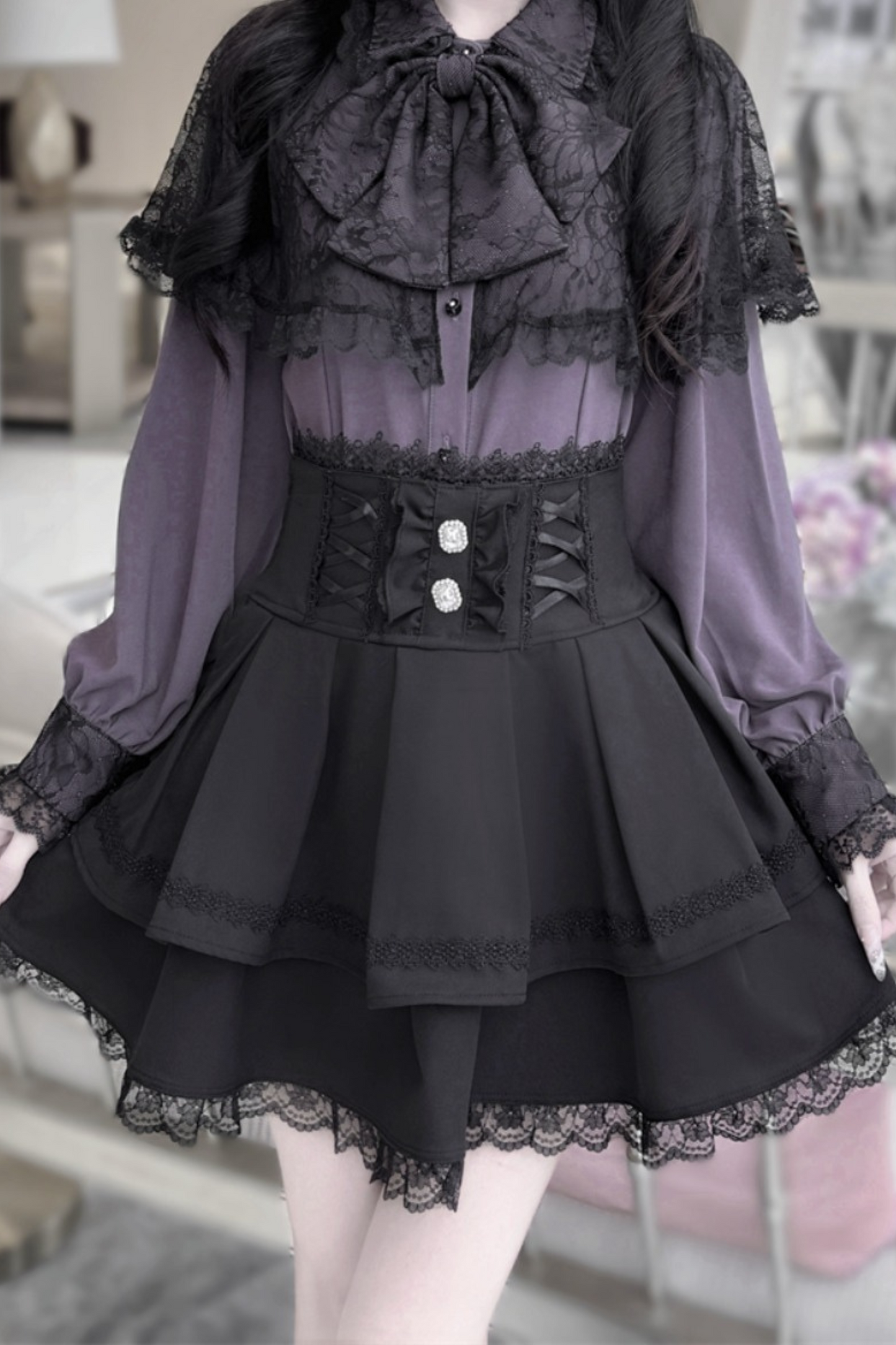 Dark Moon Shadow Cloak Veil Shirt + Skirt