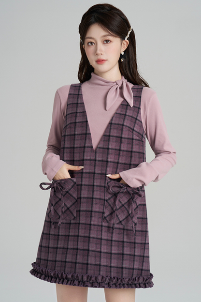Purple Plaid Ruffle Dress + Top