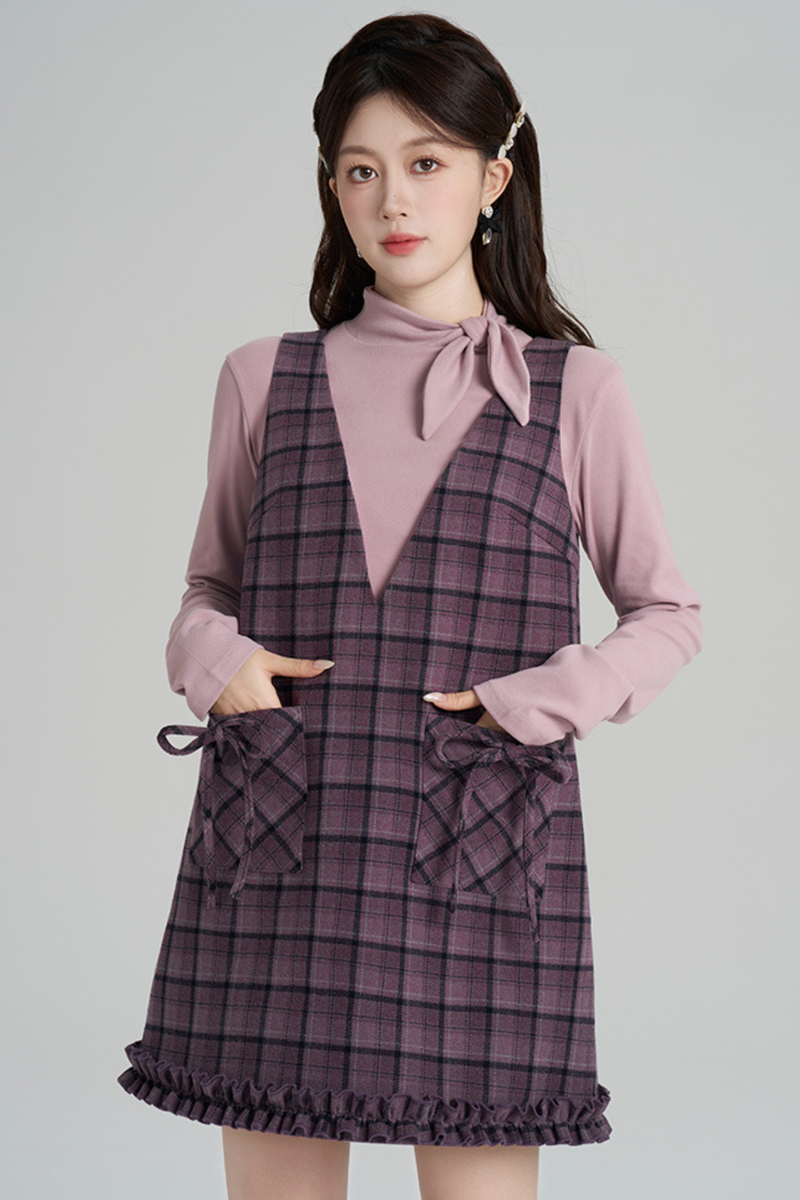 Purple Plaid Ruffle Dress + Top