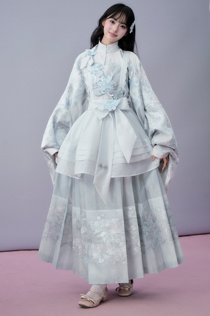 Water Mist Pure Chinese-style Jacket + Skirt + Overskirt