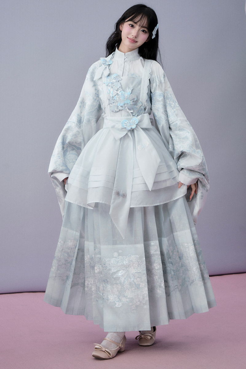 Water Mist Pure Chinese-style Jacket + Skirt + Overskirt