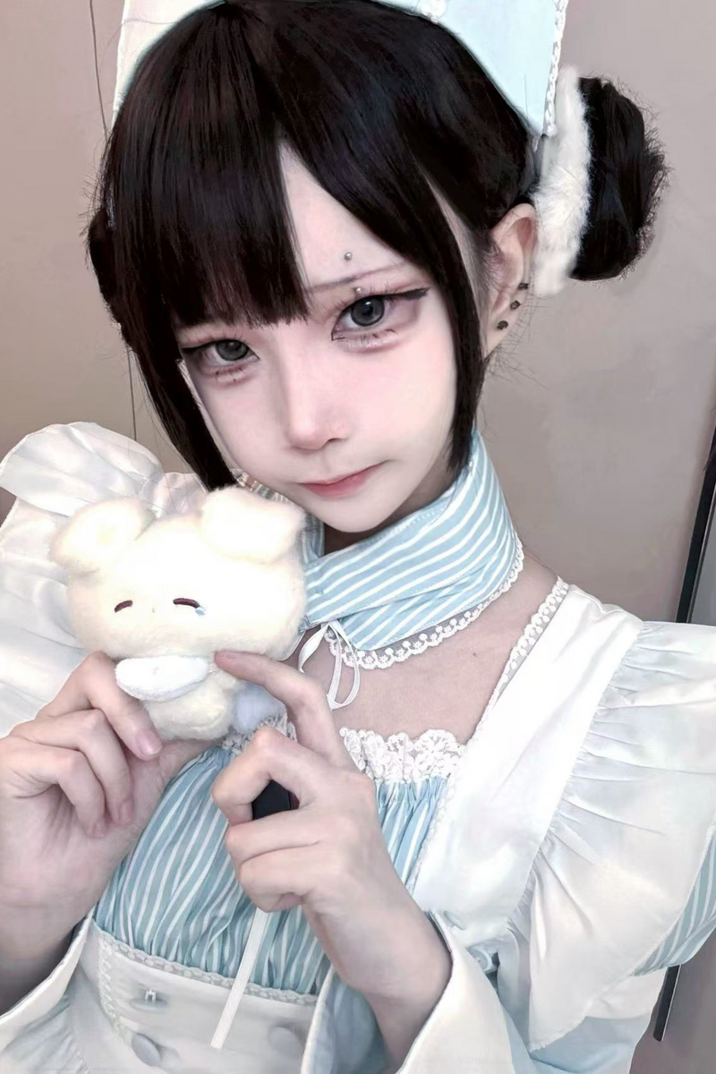 Angelic Aqua Maid Apron Dress + Nurse Hat