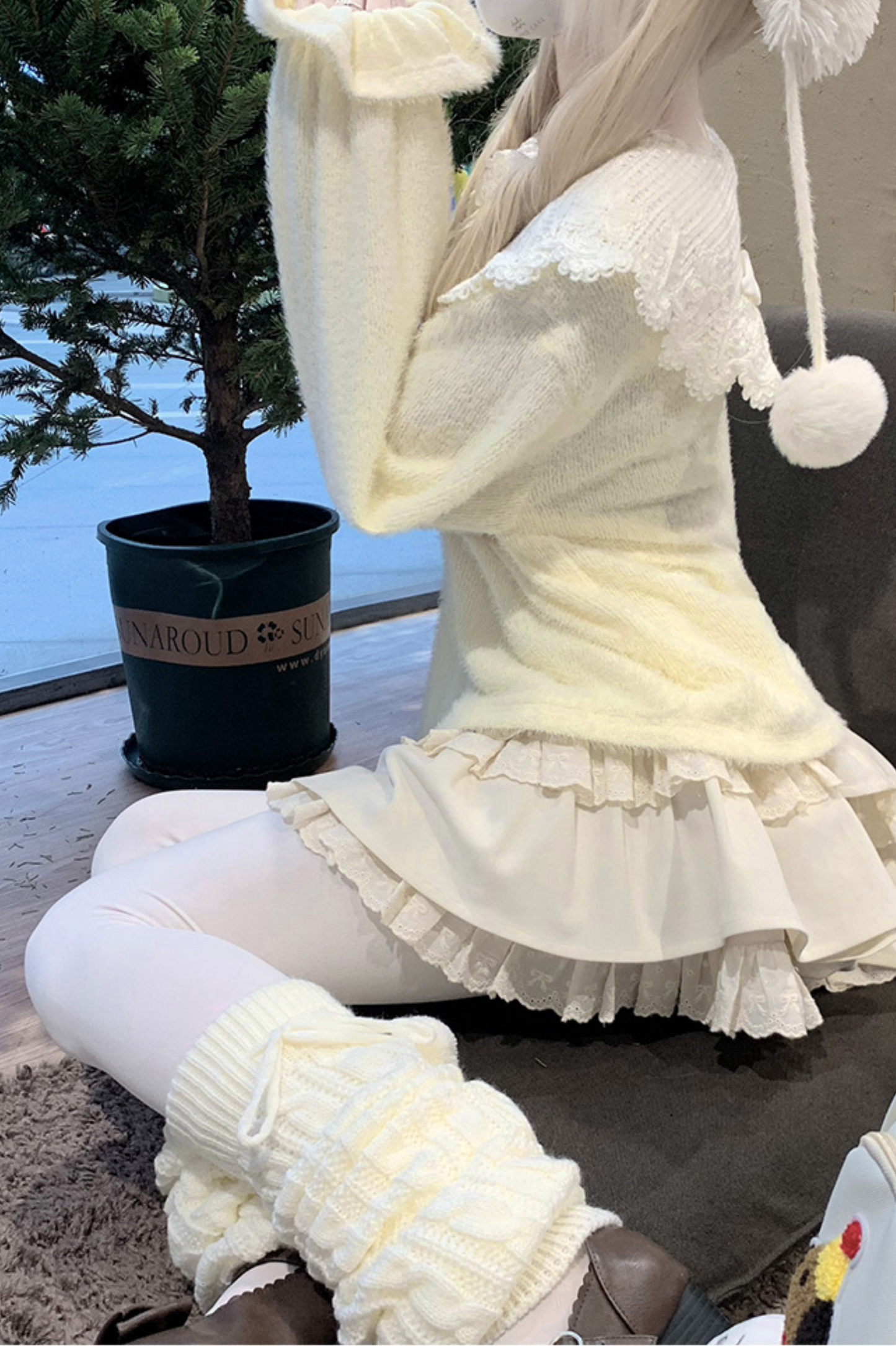 Little Feather Doll Top + Tiered Skirt + Cardigan