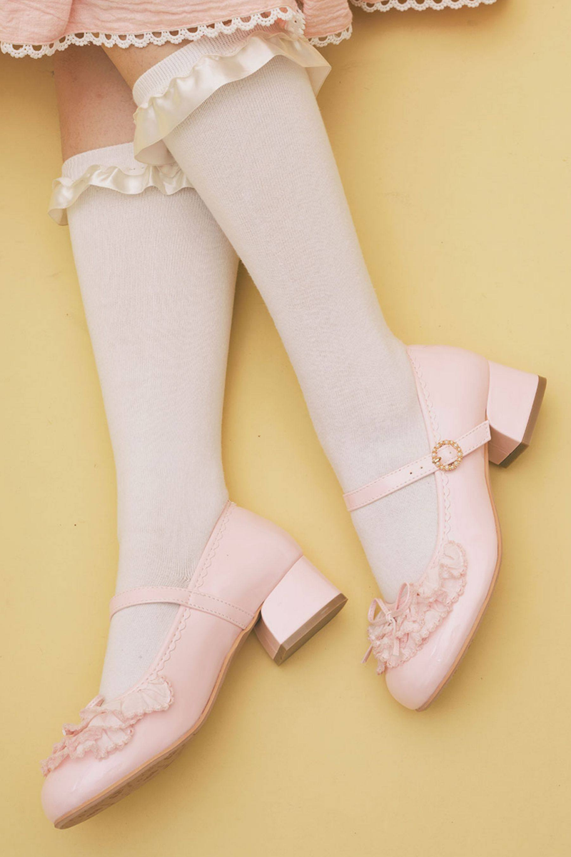 Satin Lace Bow Mary Jane Shoes