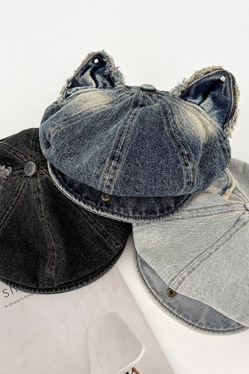 Denim Cat Ear Beret