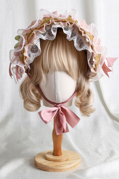 Country Bouquet Lolita Hood + Flat Hat + Clip Hat + Hair Band