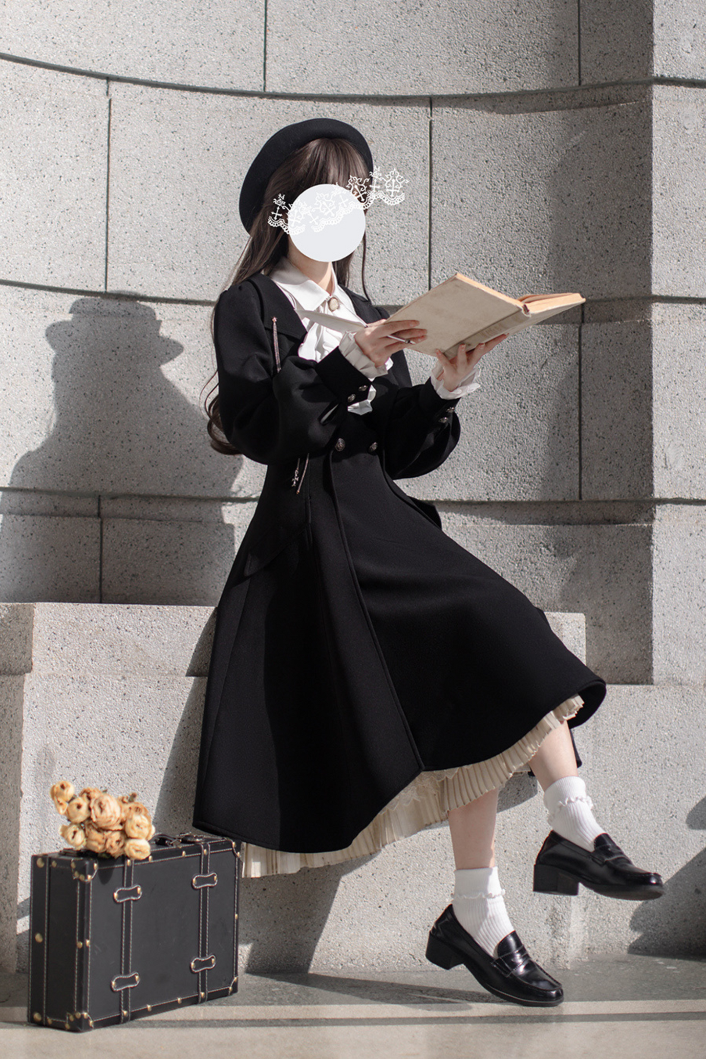 [pre-order] Retro Sweet College Coat + Suspender Skirt + Shirt + Collar + Brooch