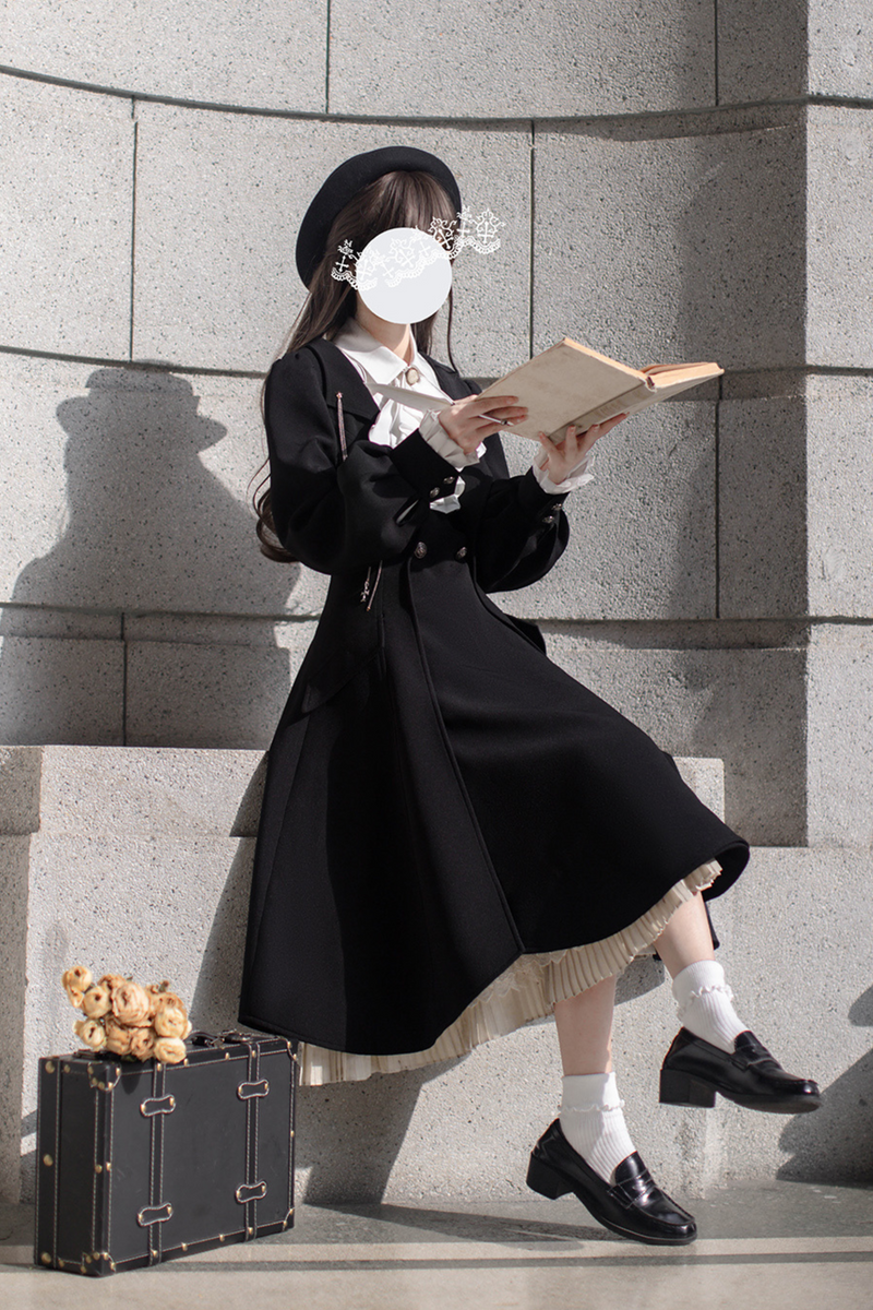 [pre-order] Retro Sweet College Coat + Suspender Skirt + Shirt + Collar + Brooch