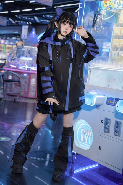 Subculture Cyber Jacket + Shorts + Long Pants + Leg Warmers + Cat Hair Accessory + Tail