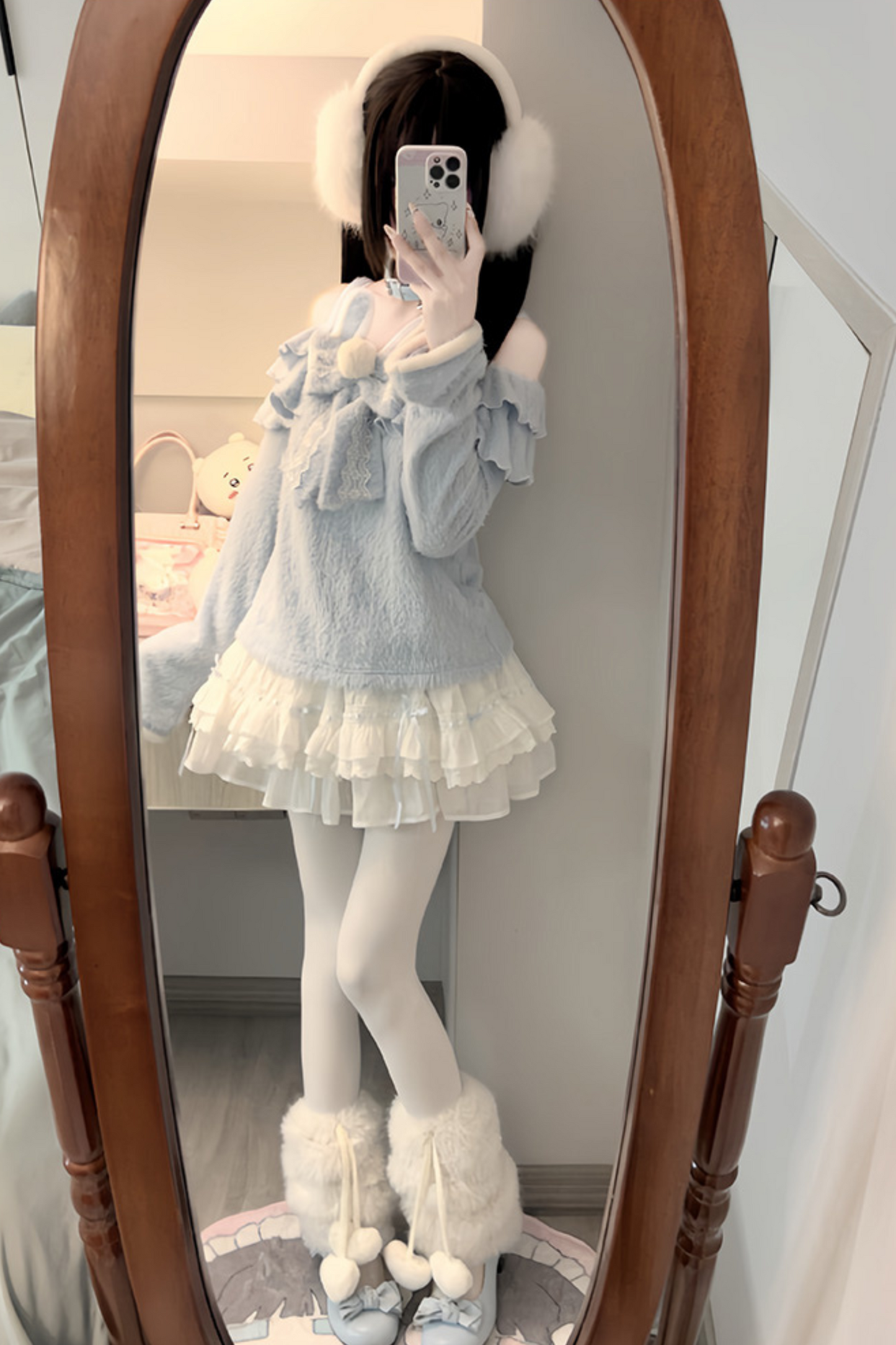 Ice Blue Ruffle Top + Ruffle Skirt
