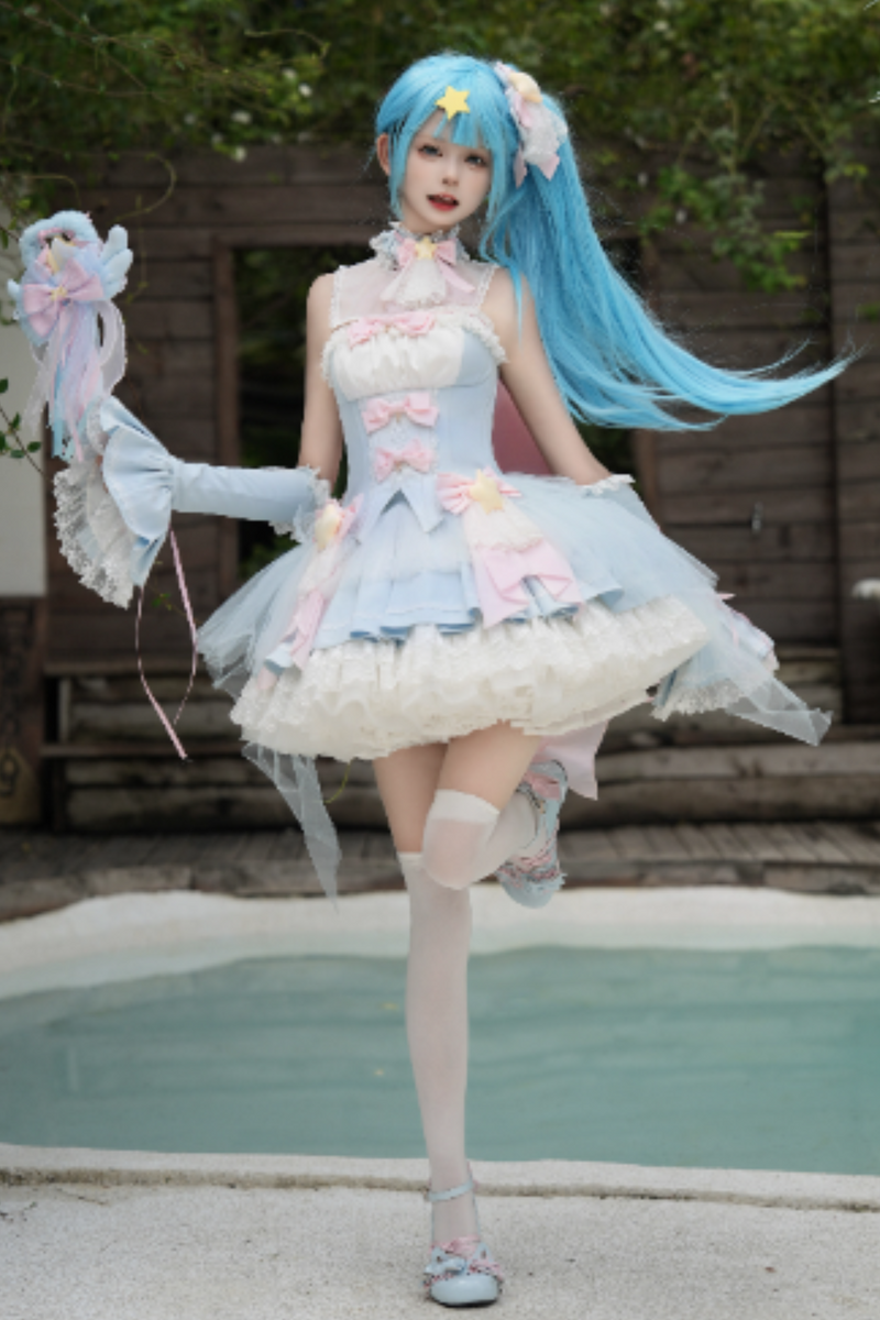 Magic Fairy Sparkling Water Lolita Top + Skirt + Hair Clip + Tail + Magic Stitching