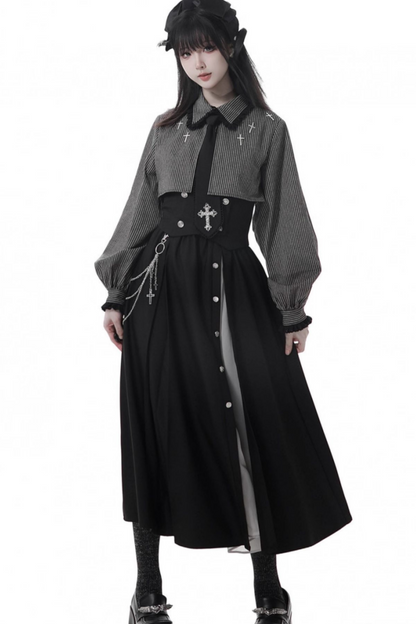 Cross Carol Dark Shirt + Corset + Skirt
