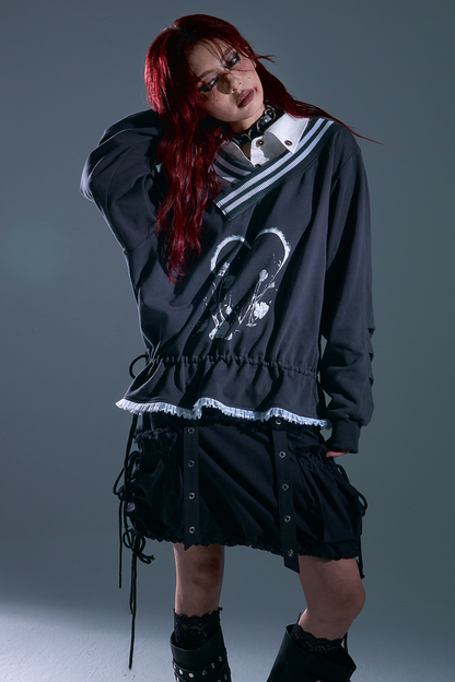 Drawstring Loose Sweatshirt