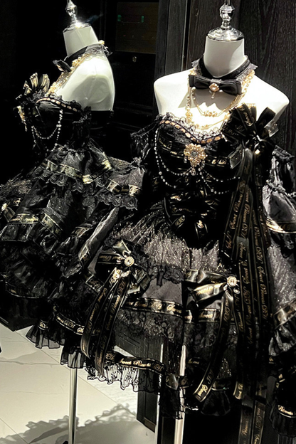 Golden Gothic Dress + Choker + Sleeve + Badge