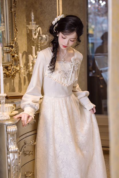 Pure White Square Neck Dress + Jacket