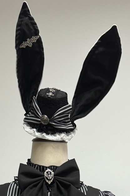 [pre-order Deadline: March 20] Rabbit Gothic Vampire Lolita Skirt + Striped Shirt + Hat