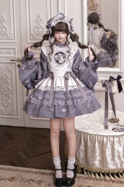 Chinese-style Ruffle Dress + Vest + Headband