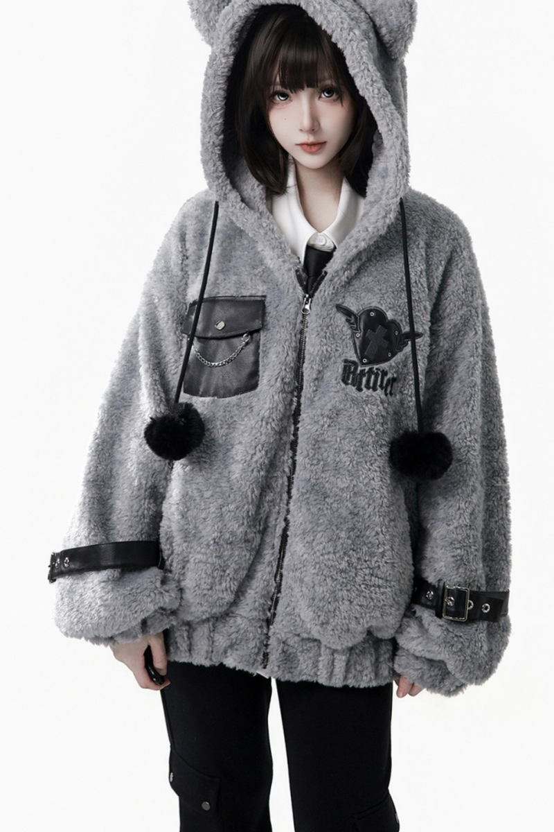 Patchwork Fur Hooded Coat + Pants + Shirt + Skirt + Leg Warmers
