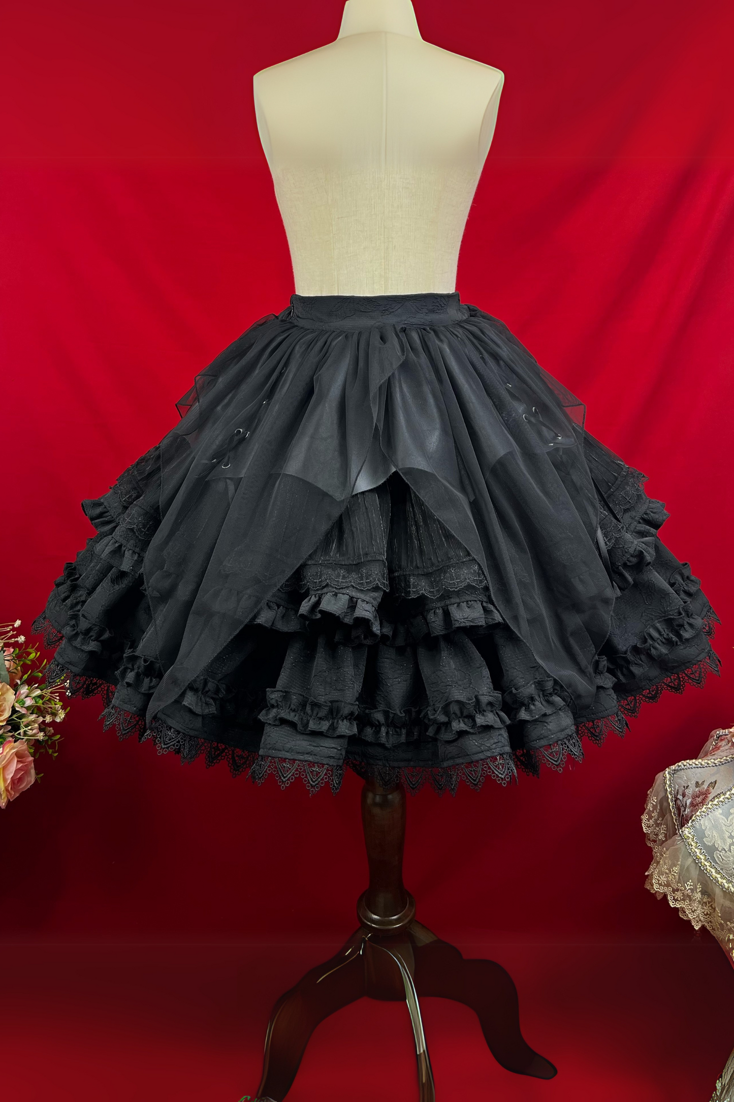 Princess Sleeve Lolita Gothic Blouse + Flare Skirt + Waist Belt
