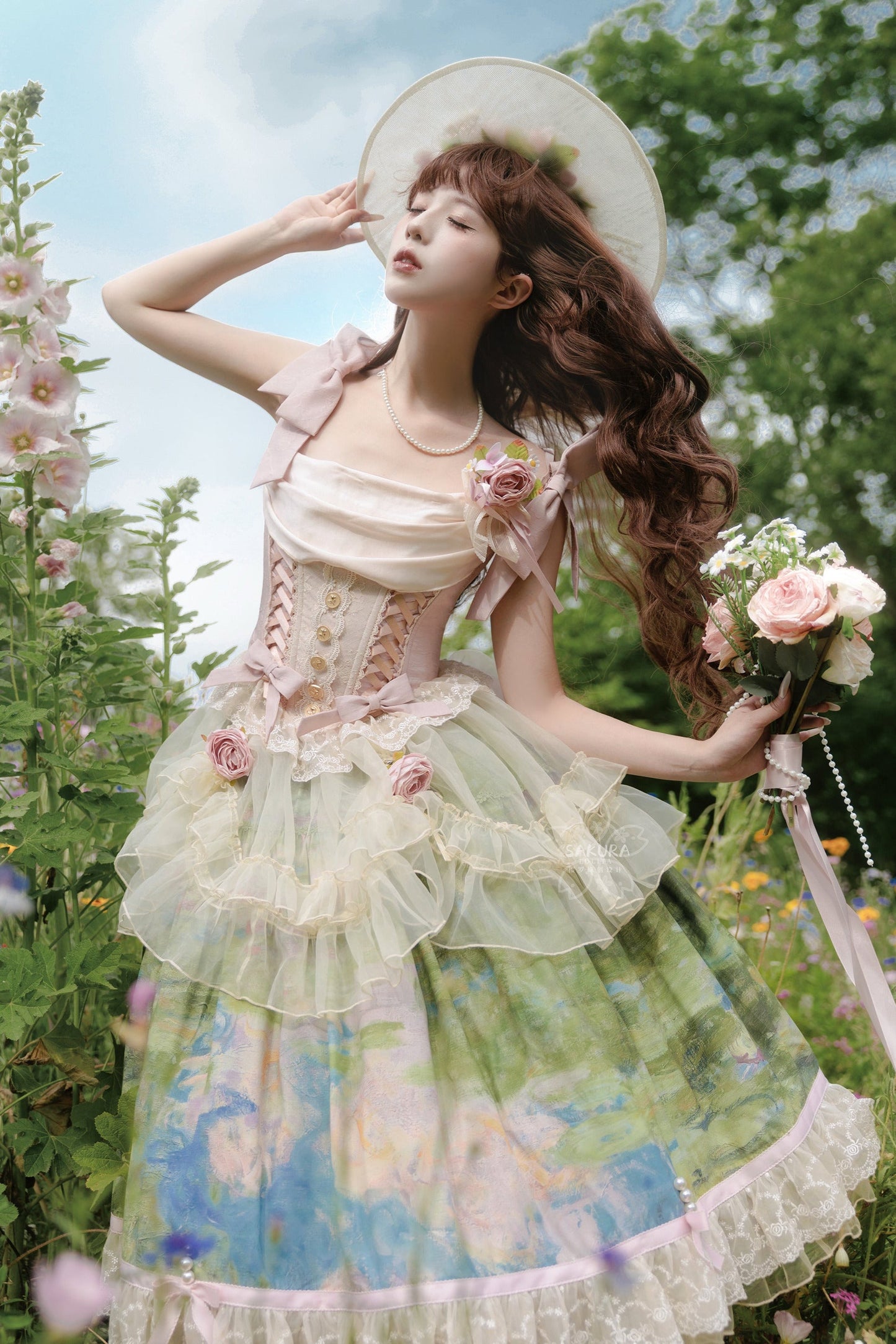 [pre-order Deadline: July 4] Monet Garden Oil Handle Classical Series Hat + Hand Sleeves + Rose Circle