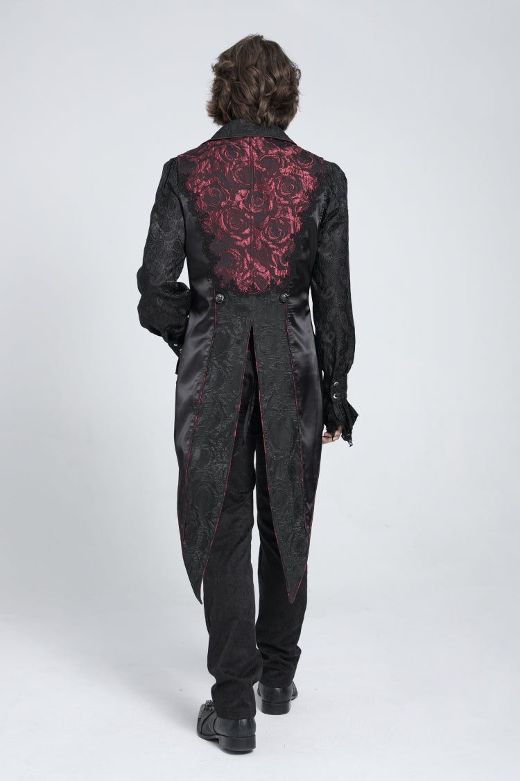Black/red Sleeveless Lace-up Zipper Gothic Swallow-tailed Vest
