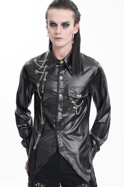 Black Long Sleeves Chain Eyelets Skull Gothic Blouse
