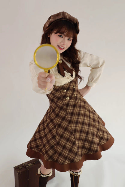 Brown [broken Pocket Watch] Sleeveless Printed Classic Lolita Bust-support Jsk Dress