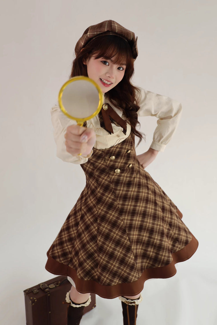 Brown [broken Pocket Watch] Sleeveless Printed Classic Lolita Bust-support Jsk Dress
