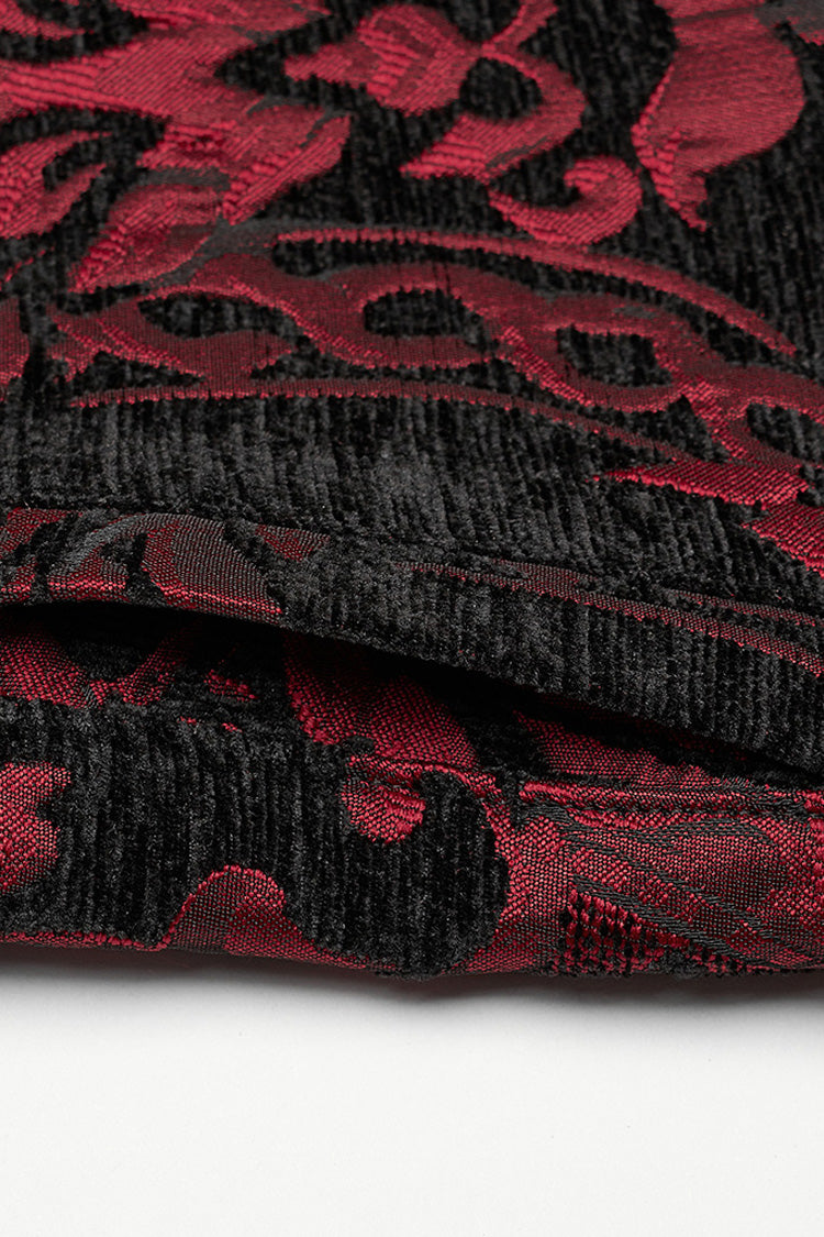 Black/red Stand Collar Jacquard Print Stitching Metal Ring Decoration Gothic Vest